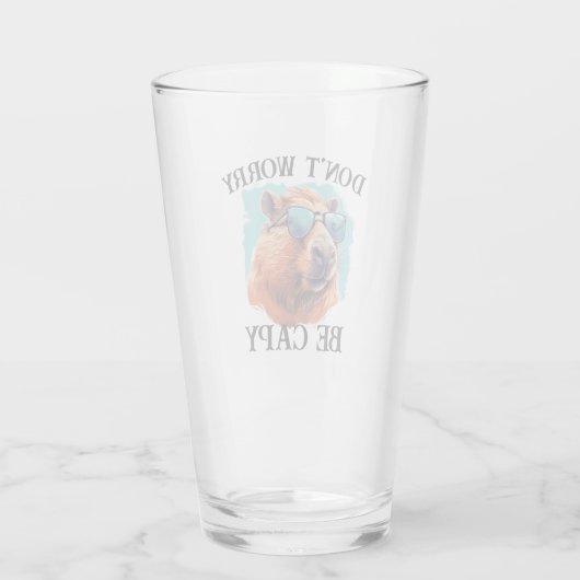 Maak je geen zorgen Capy Happy Capybara Glas (Achterkant)