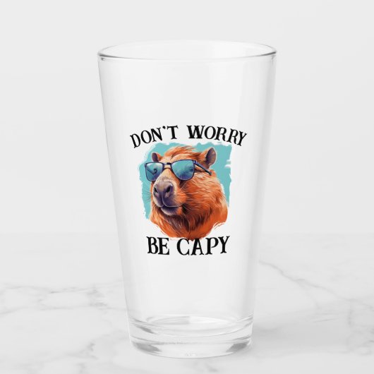 Maak je geen zorgen Capy Happy Capybara Glas (Voorkant)