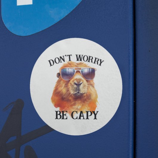 Maak je geen zorgen Capy Happy Capybara Ronde Sticker
