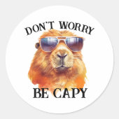 Maak je geen zorgen Capy Happy Capybara Ronde Sticker (Voorkant)