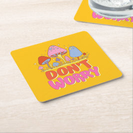 Maak je geen zorgen - Kleurrijke Kawaii-paddenstoe Kartonnen Onderzetters