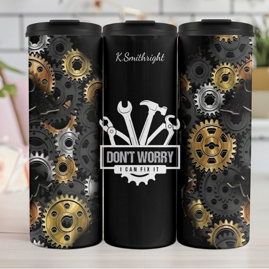 Maak je geen zorgen, monteur repareer het thermosbeker