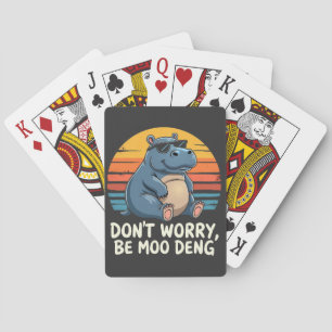 Maak je geen zorgen Moo Deng Baby Pygmy Hippo Retr Pokerkaarten