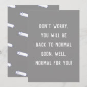 Maak je geen zorgen om terug te gaan naar de norma (Voorkant / Achterkant)