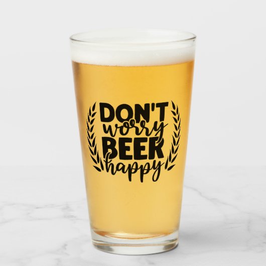 Maak je geen zorgen over bier gelukkig glas (Voorkant gevuld)