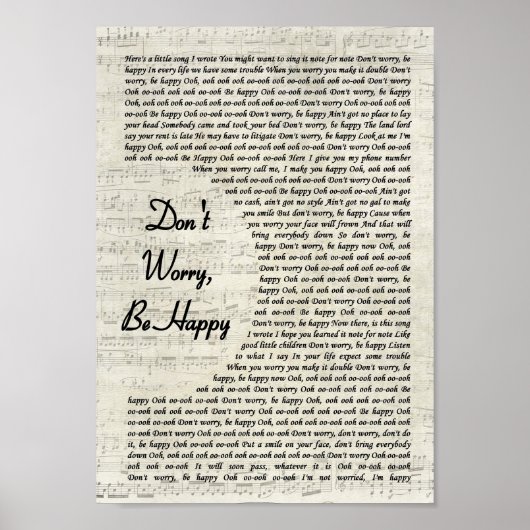 Maak je geen zorgen over een gelukkig  Manuscript  Poster (Voorkant)