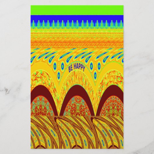 Maak je geen zorgen over Happy Art Print Design Briefpapier (Voorkant)