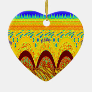 Maak je geen zorgen over Happy Art Print Design Keramisch Ornament