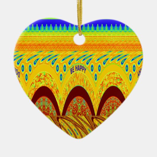 Maak je geen zorgen over Happy Art Print Design Keramisch Ornament (Voorkant)