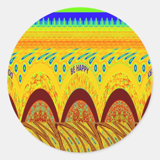 Maak je geen zorgen over Happy Art Print Design Ronde Sticker (Voorkant)