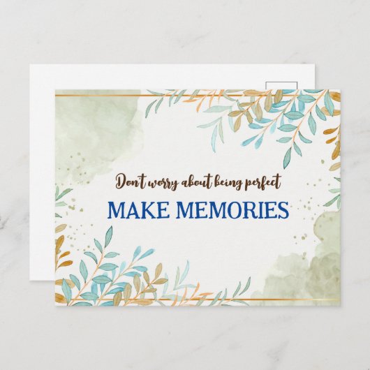 Maak je geen zorgen over perfect te zijn citaat briefkaart (Voorkant / Achterkant)