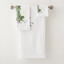 Maak je geen zorgen, wees blij Groene Kikker Kroon Bad Handdoek