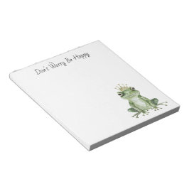 Maak je geen zorgen, wees blij Groene Kikker Kroon Notitieblok