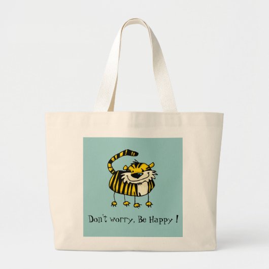 Maak je geen zorgen, wees blij! grote tote bag (Voorkant)