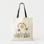 Maak je geen zorgen, wees blij Inspirerend Tote Bag (Voorkant)