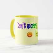 Maak je geen zorgen, wees blij! Mok (Voorkant links)