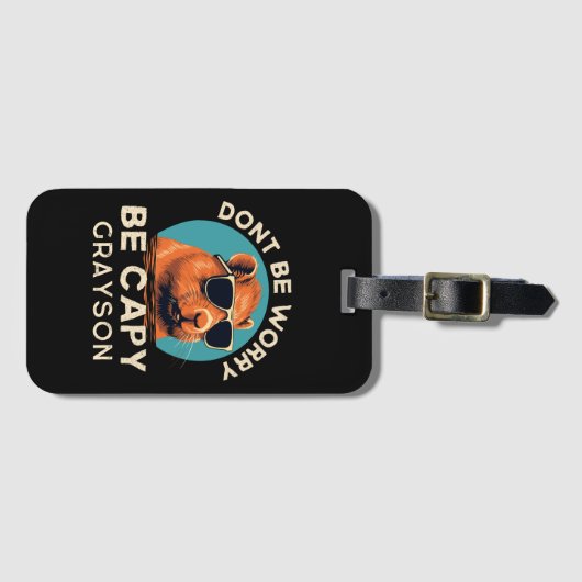 Maak je geen zorgen wees Capy Grappig Cool geperso Bagagelabel (Voorkant (horizontaal))