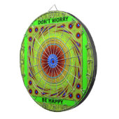 Maak je geen zorgen, wees een vrolijke kunstprint dartbord (Voorkant Rechts)