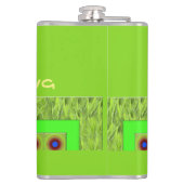 Maak je geen zorgen, wees een vrolijke kunstprint heupfles (Achterkant)