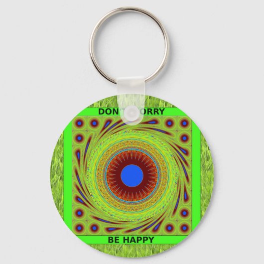 Maak je geen zorgen, wees een vrolijke kunstprint sleutelhanger (Voorkant)