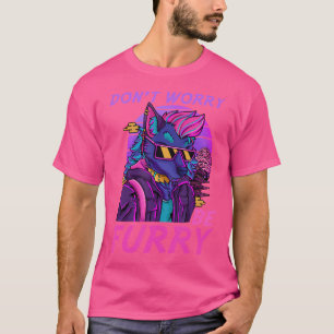 Maak je geen zorgen, wees furry in Vaporwave Fox C T-shirt