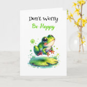 Maak je geen zorgen, wees hopeloos | Frog Pun Vrie Kaart (Gele Bloem)