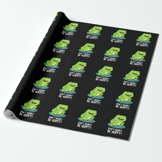 Maak je geen zorgen Wees Hoppy Funny Happy Frog Pu Cadeaupapier (Uitgerold)