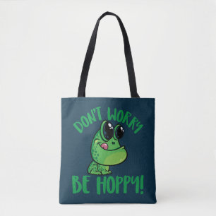 Maak je geen zorgen, wees hoppy lachende Cartoon k Tote Bag