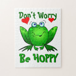 Maak je geen zorgen, wees vrolijk Knuffel groene k Legpuzzel
