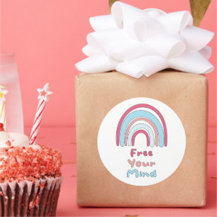 Maak je geest motivatie kleurrijke boho regenboog  ronde sticker