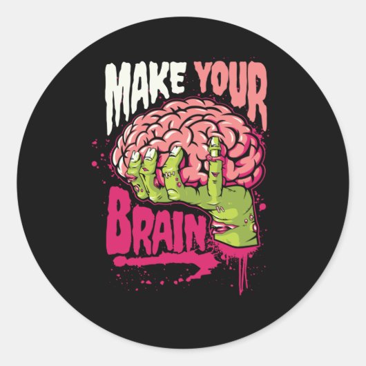 Maak je hersenen ronde sticker (Voorkant)