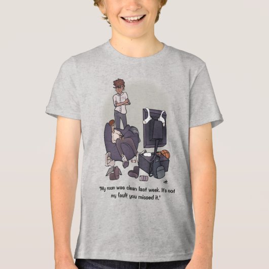 Maak je kamer schoon Jongen Tri-Blend Shirt (Voorkant)