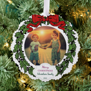 Maak je Kerstmis familiefoto kerst Ornament Kaart