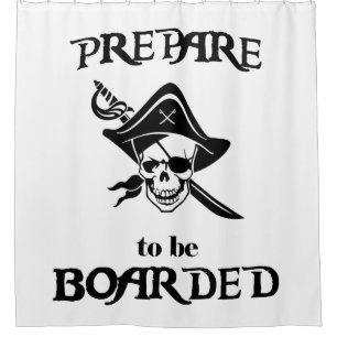 Maak je klaar om Bobaard Black Pirate Skull en Swo Douchegordijn