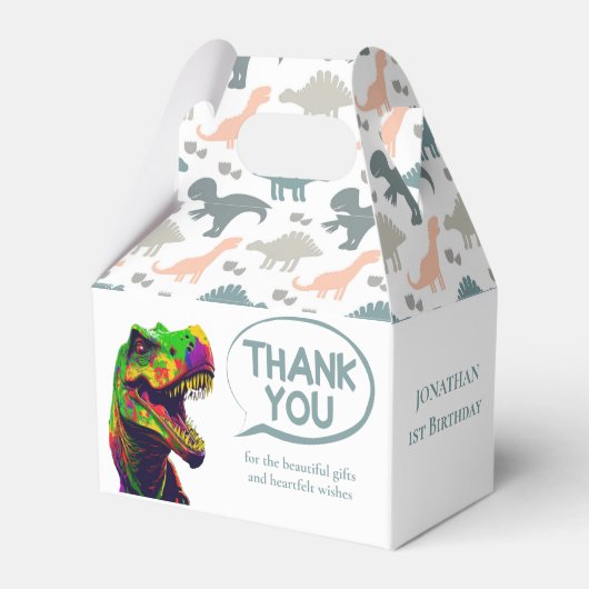 Maak je klaar voor een brullend Dino-feest! Bedankdoosjes (Voorkant Zijde)