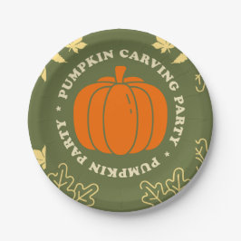 Maak je klaar voor ons jaarlijkse pompoensnijplezi papieren bordje