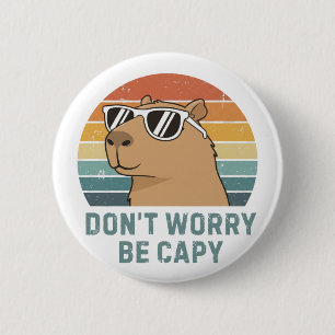 Maak Je Niet Druck Wees Capy Grappige Retro Capyba Ronde Button 5,7 Cm