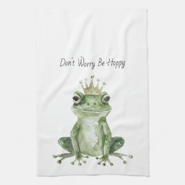 Maak je niet druk wees blij groene kikker theedoek