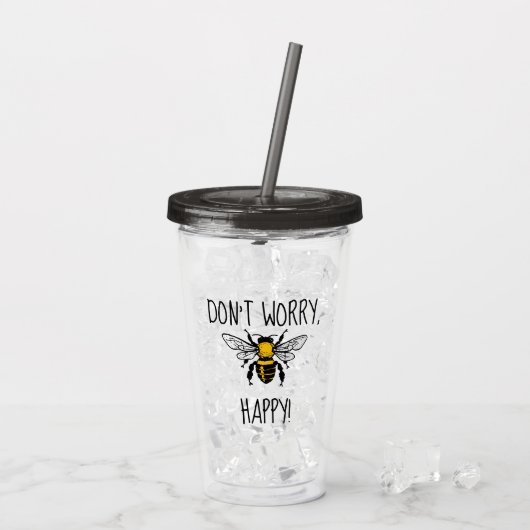 Maak je niet druk wees gelukkig acryl drinkbeker (Achterkant ijs)