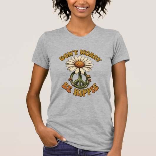 Maak je niet druk, wees hippie T-shirt met kleine  (Voorkant)