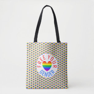 Maak je sekse vrij, regenbooghart tote bag