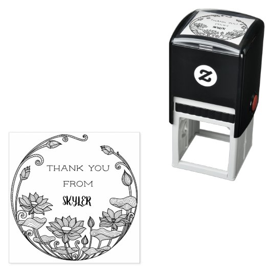 Maak je stijlvolle zonnebloemen bedankt aangepaste zelfinktende stempel (In situ)