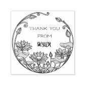 Maak je stijlvolle zonnebloemen bedankt aangepaste zelfinktende stempel (Design)