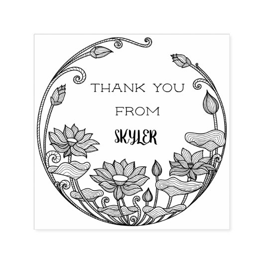 Maak je stijlvolle zonnebloemen bedankt aangepaste zelfinktende stempel (Design)