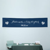 Maak je trouwbanner A02 Blauwe Grunge Harten Spandoek (Beurs)