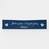 Maak je trouwbanner A02 Blauwe Grunge Harten Spandoek (Horizontaal)