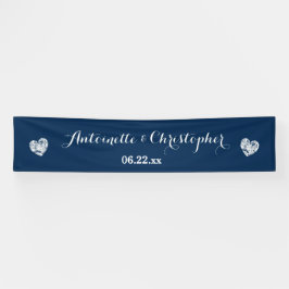Maak je trouwbanner A02 Blauwe Grunge Harten Spandoek