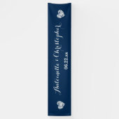 Maak je trouwbanner A02 Blauwe Grunge Harten Spandoek (Verticaal)