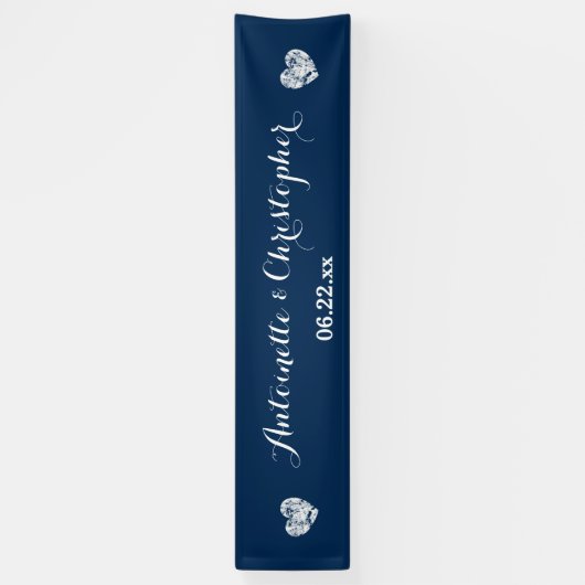 Maak je trouwbanner A02 Blauwe Grunge Harten Spandoek (Verticaal)