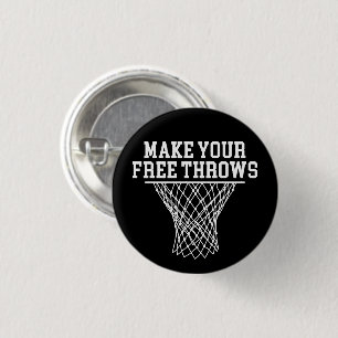 Maak je vrije worpen basketbalspeler ronde button 3,2 cm